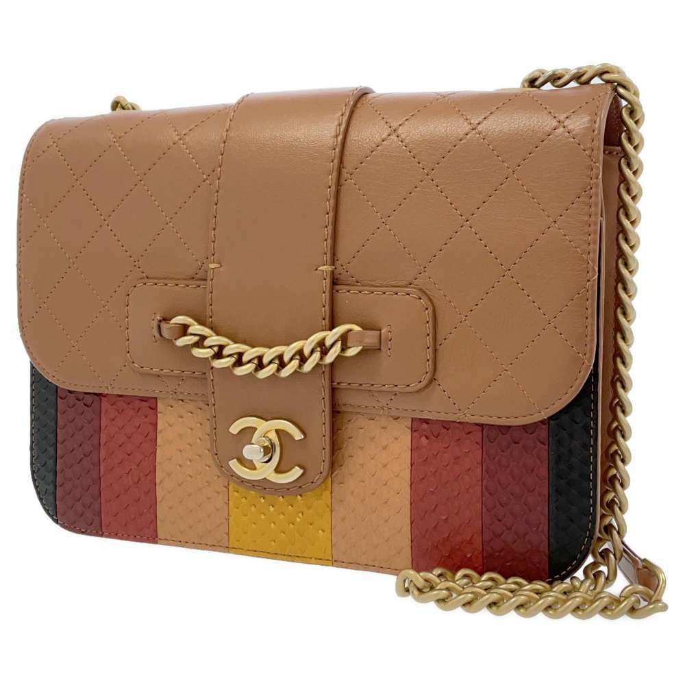 Chanel Chain Shoulder Bag Python Black - image 1